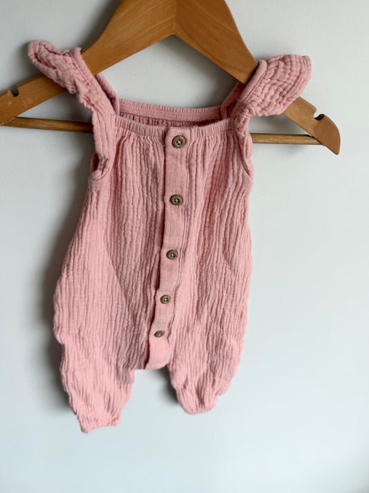 Pink Cotton Jumpsuit / 0-3m