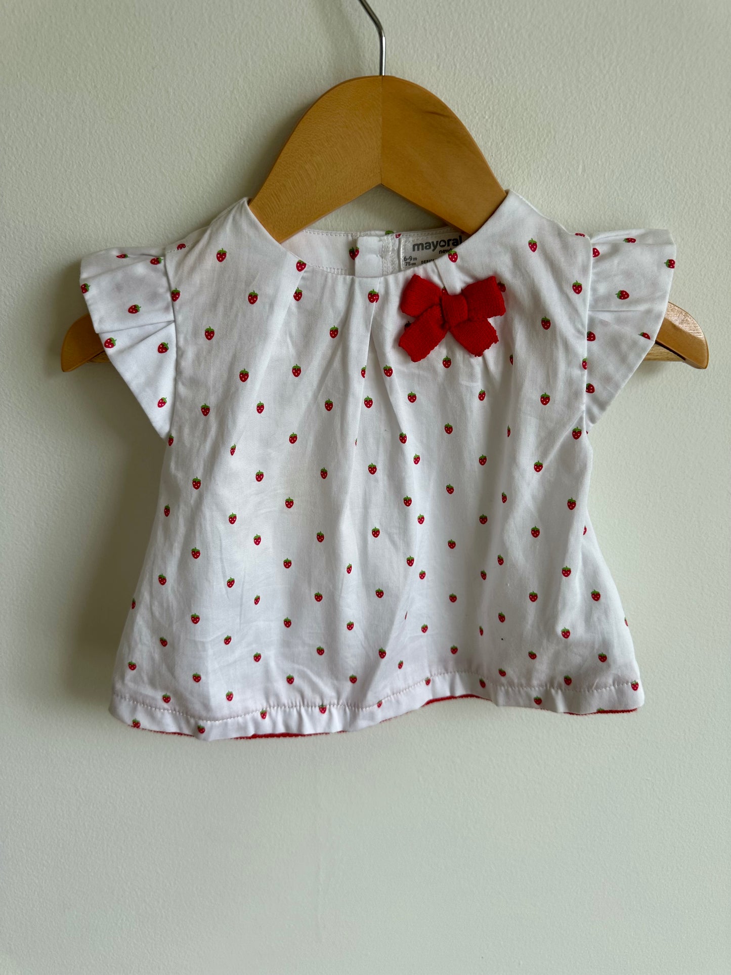 Strawberry Top with Bow / 6-9m