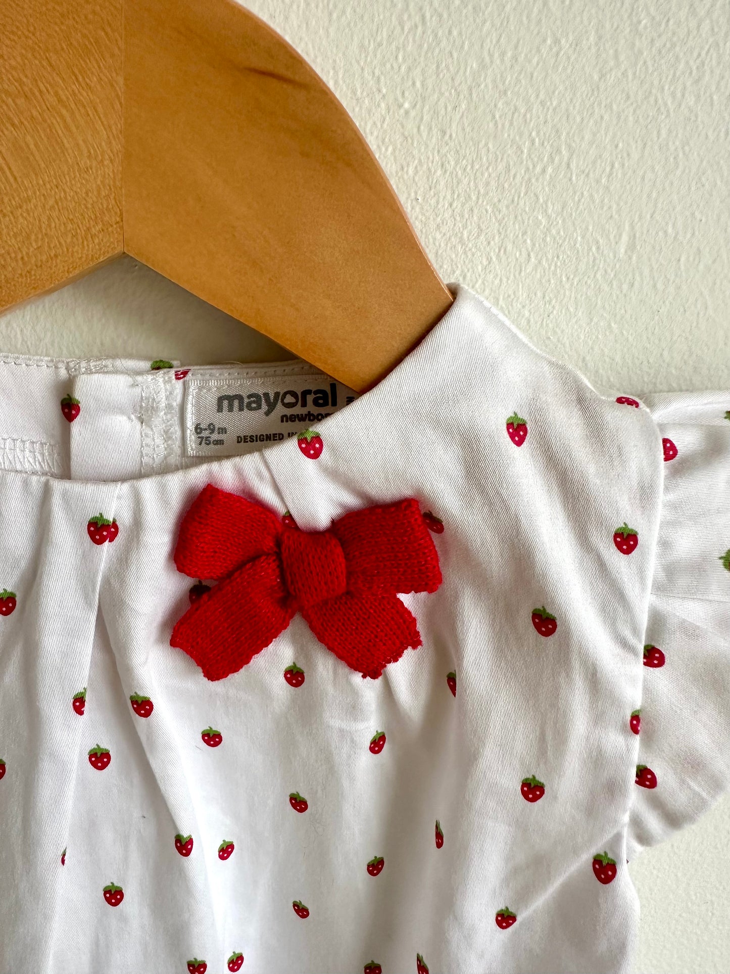 Strawberry Top with Bow / 6-9m