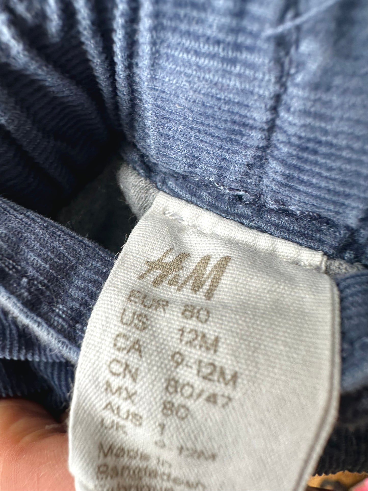 H&M Blue Lined Cord Pants / 9-12m