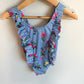 Striped Ruffle Floral Swimsuit / 3T
