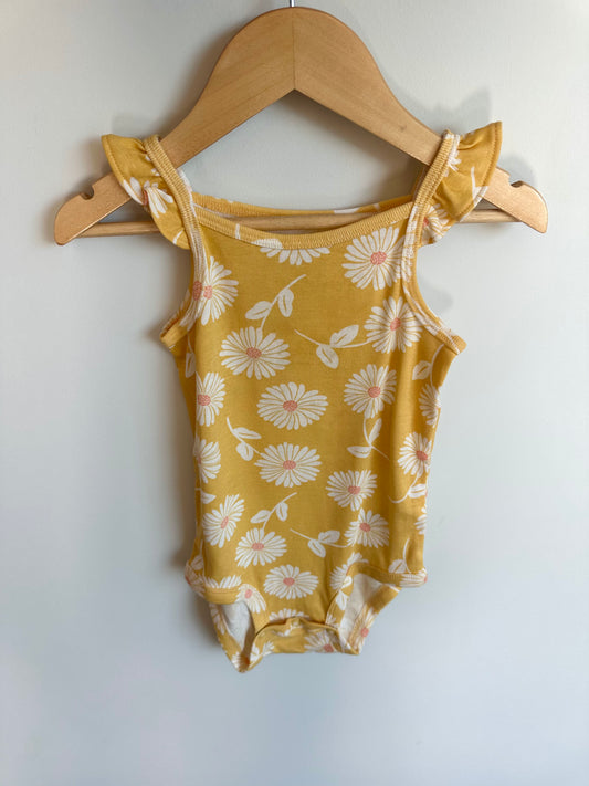 Yellow Flower Ruffle Sleeve Bodysuit / 24m