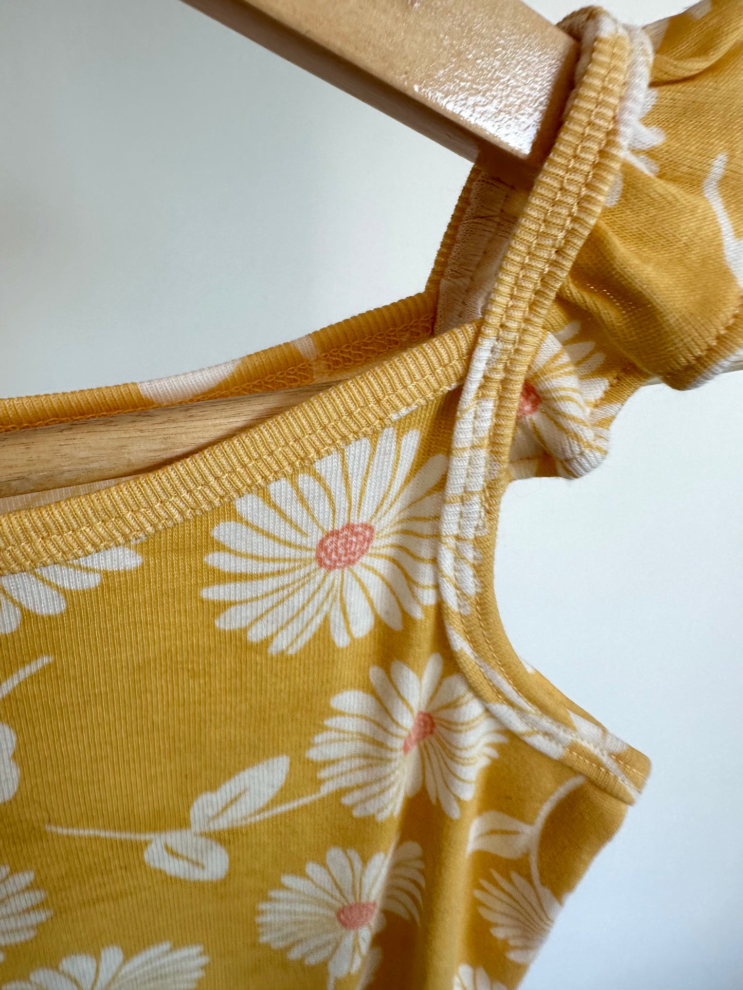 Yellow Flower Ruffle Sleeve Bodysuit / 24m