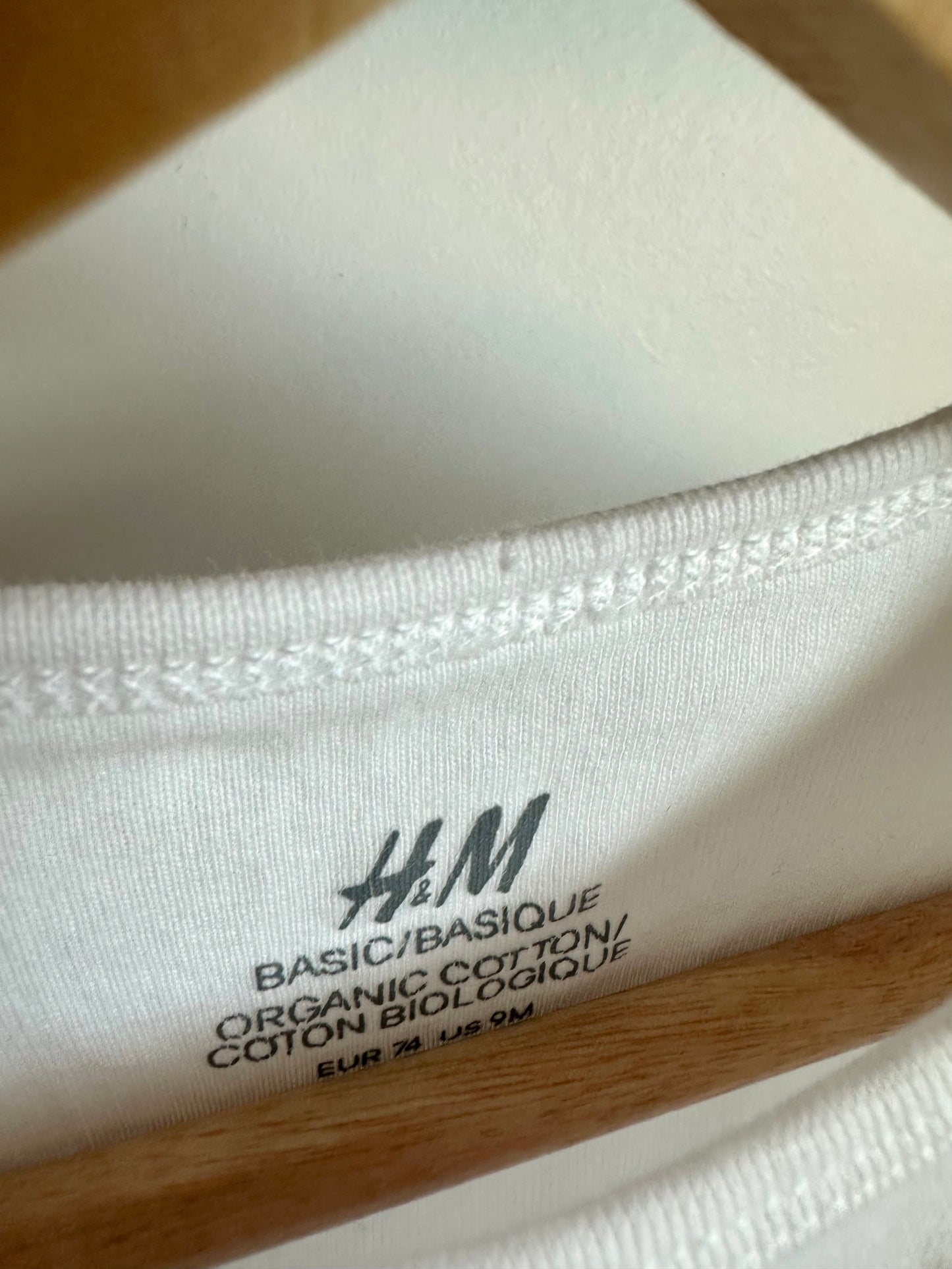 H&M White Organic Rib Bodysuits / 6-9m