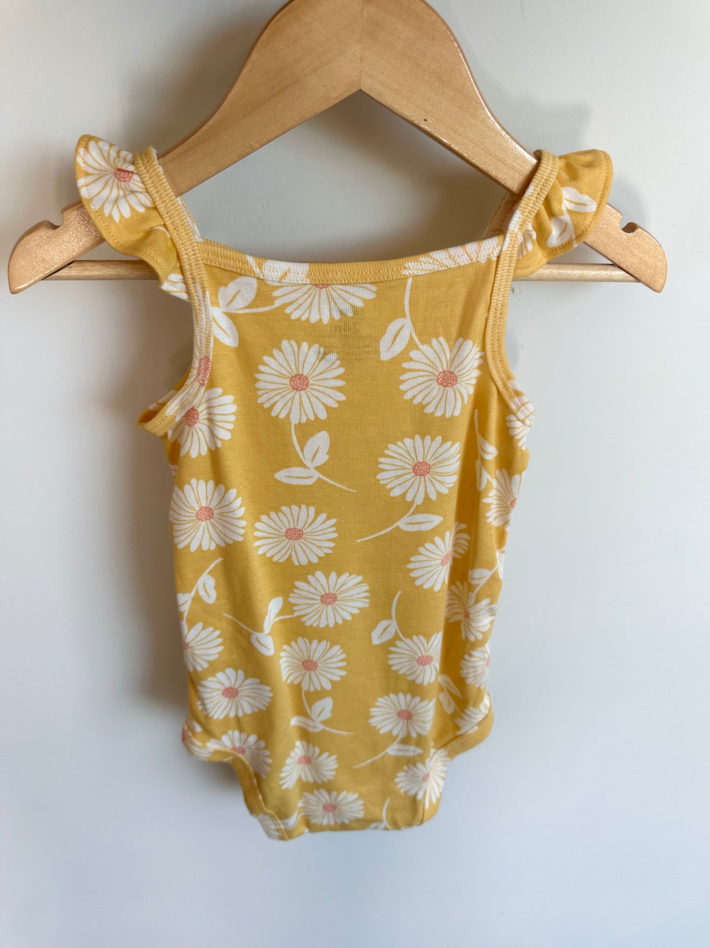 Yellow Flower Ruffle Sleeve Bodysuit / 24m
