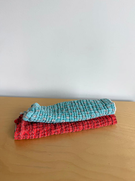 Cotton Orange and Blue Burp Cloths