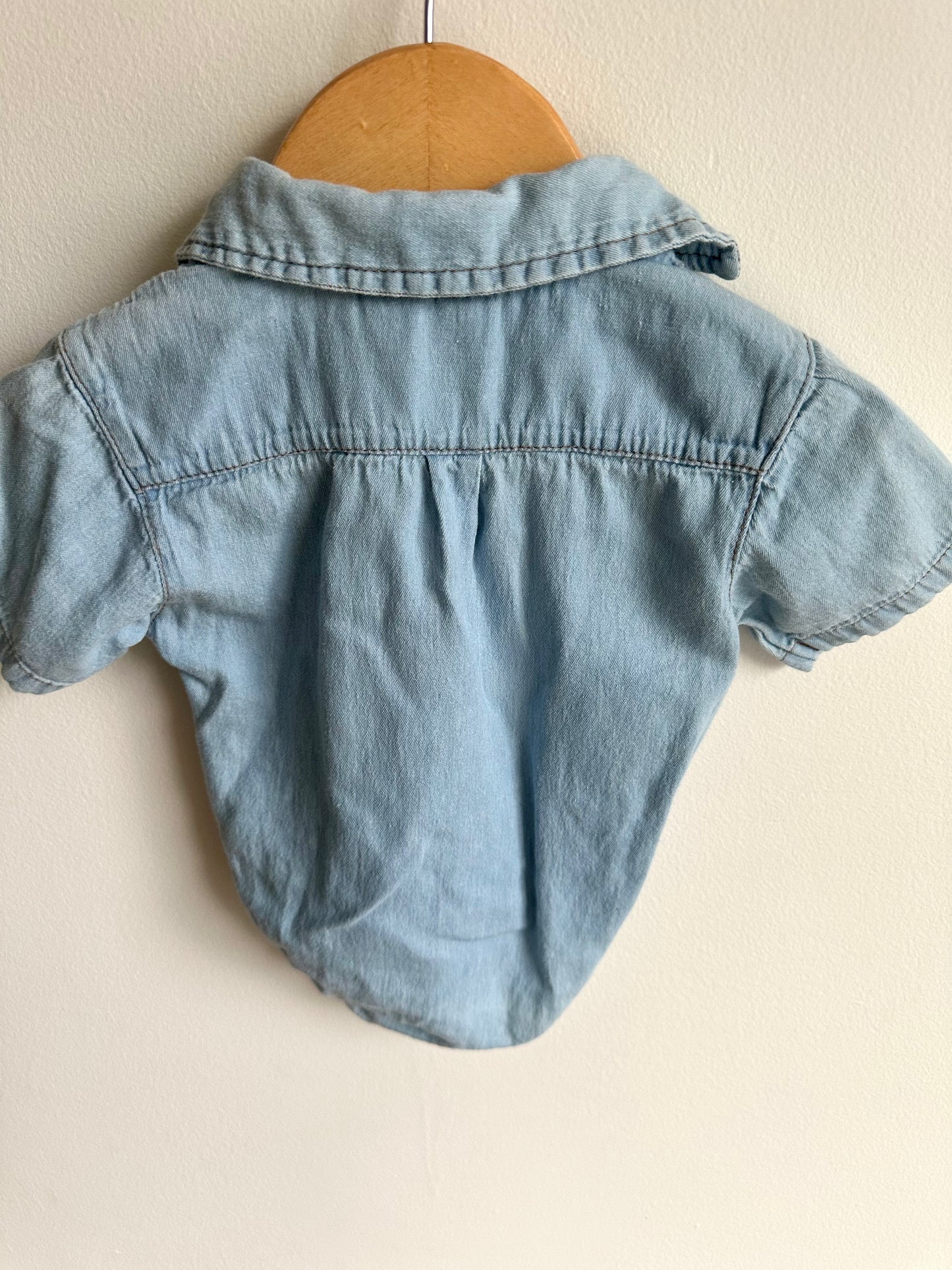 Denim Like Button Up Bodysuit / 6-9m