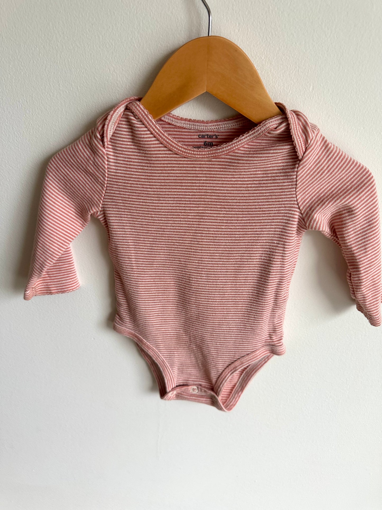 Striped White Blush Bodysuit / 6m