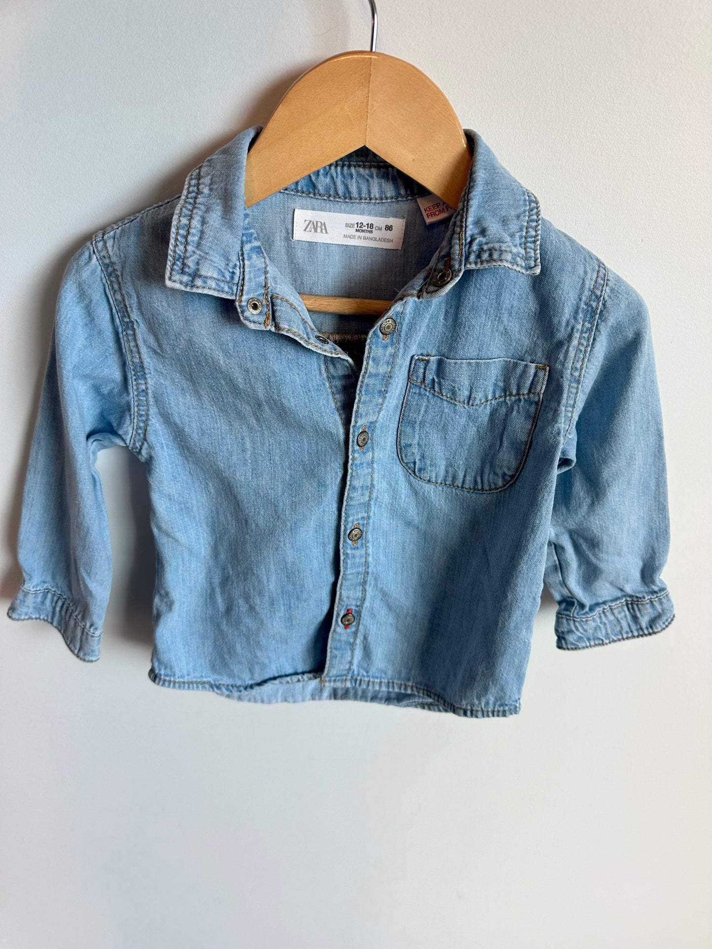 Zara Denim Long Sleeve Top / 12-18m