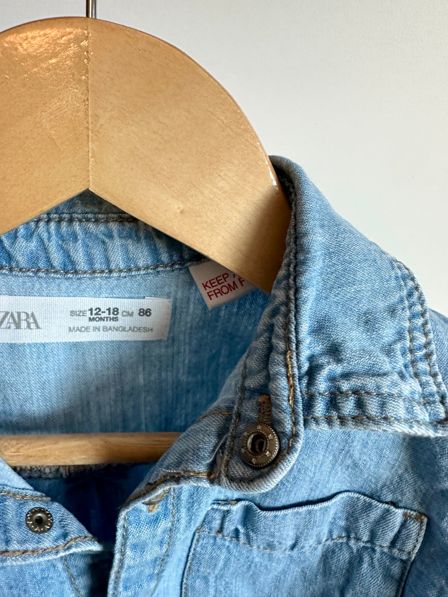 Zara Denim Long Sleeve Top / 12-18m