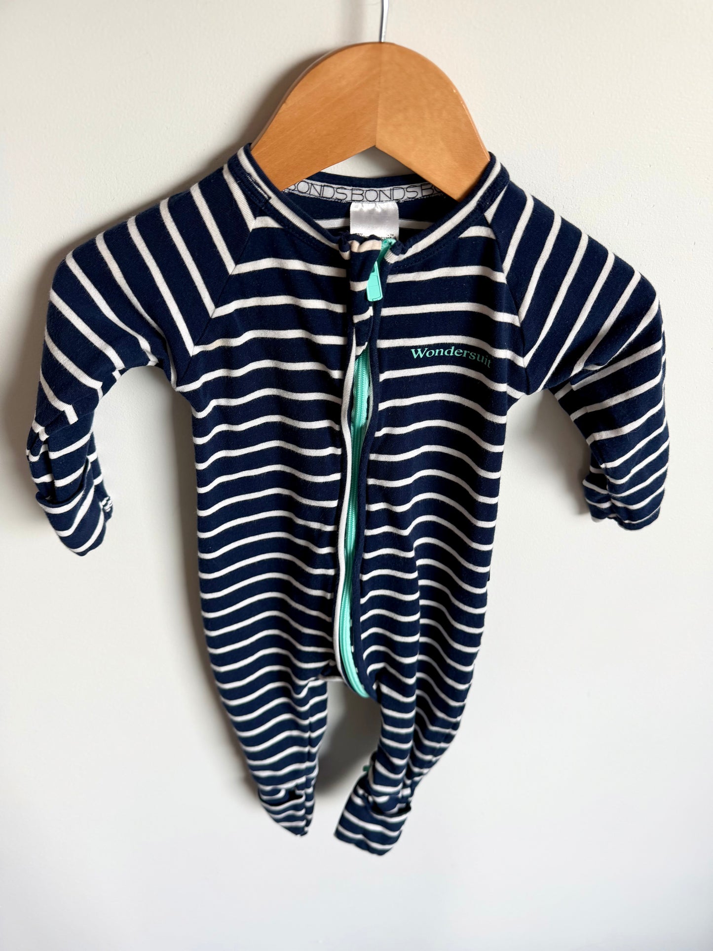 Bonds Blue Stripe Wondersuit / 3-6m (size 00)