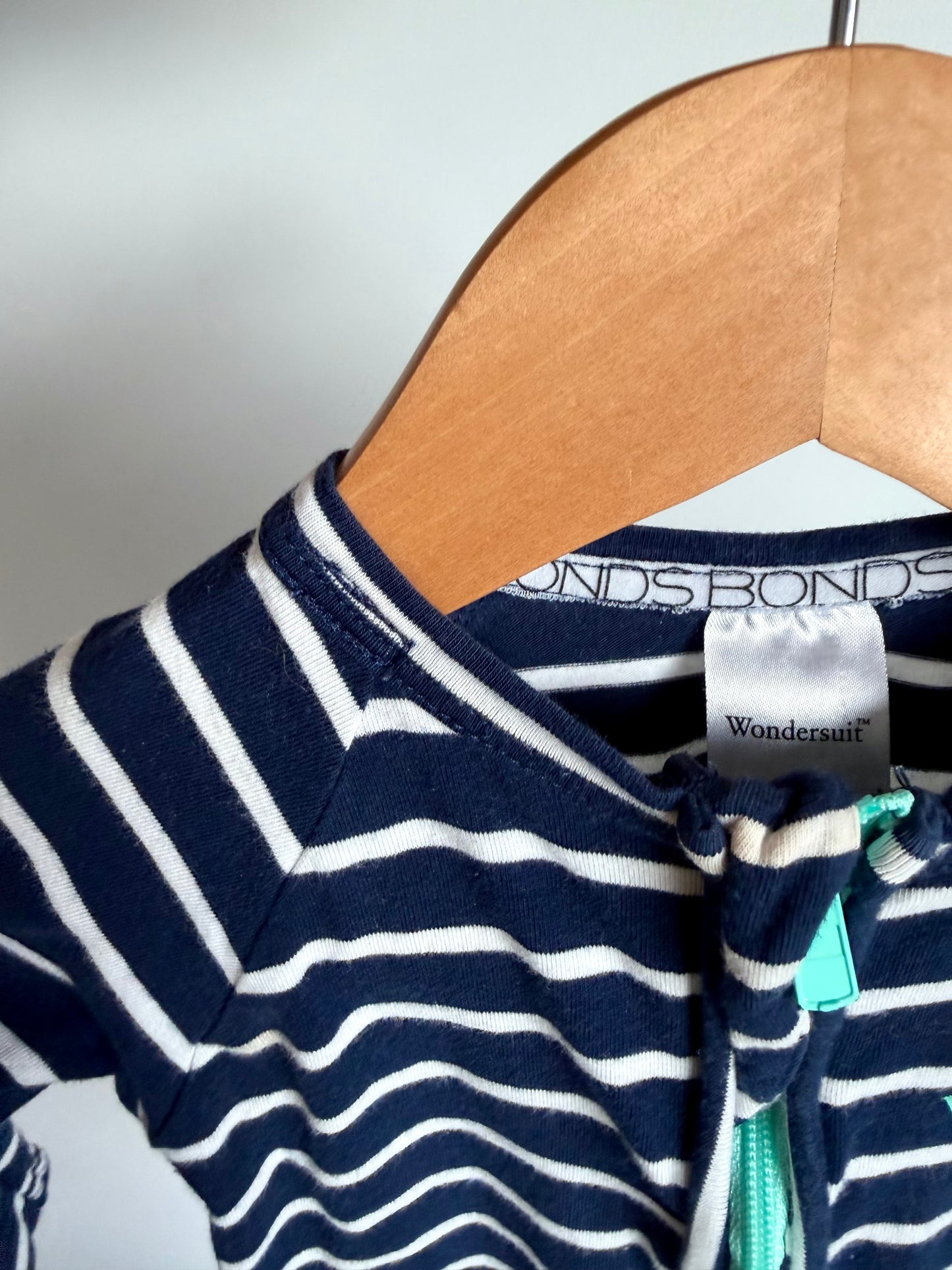 Bonds Blue Stripe Wondersuit / 3-6m (size 00)