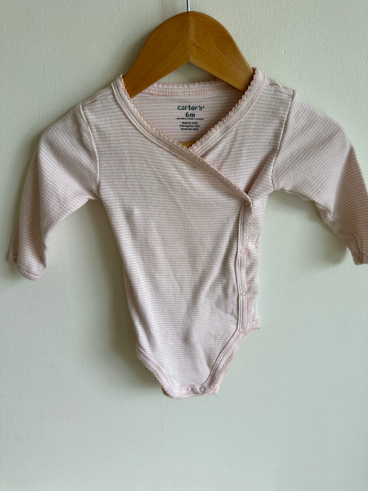 Striped Wrap Pink Bodysuit / 6m