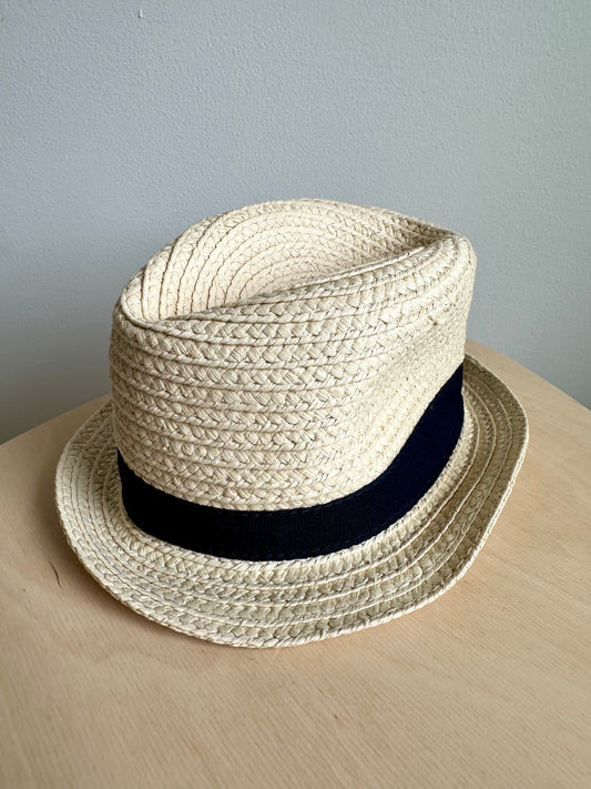 Gap Sun Hat with Navy Ribbon / 0-6