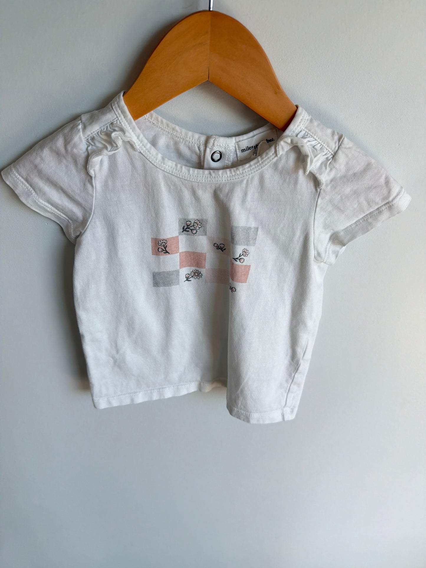 Miles the Label White Checkered Floral Top / 18m