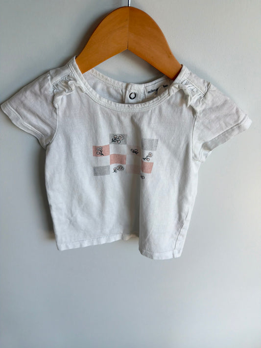 Miles the Label White Checkered Floral Top / 18m