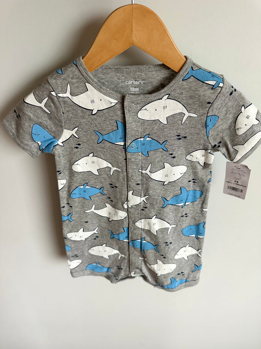 Shark Grey Romper (With tags) / 18m
