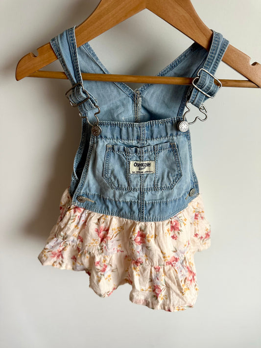 Overall Denim Floral Dress / 12m