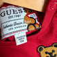 Red Guess Long Sleeve with Embroidered Teddy Pocket / 12m