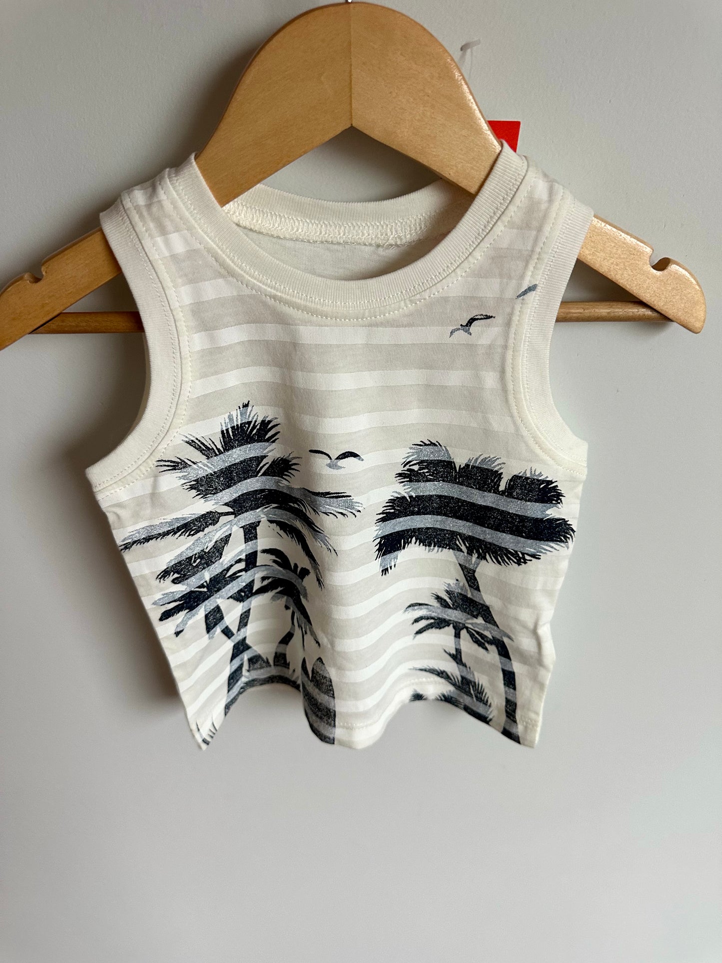 Beige Striped Palm Tree Tank Top (With Tags) / 6-12m