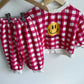 Nozi Checkered Smiley Face Top + Bottoms Set / 12m