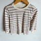Red + Blue Striped Cream Top / 3T