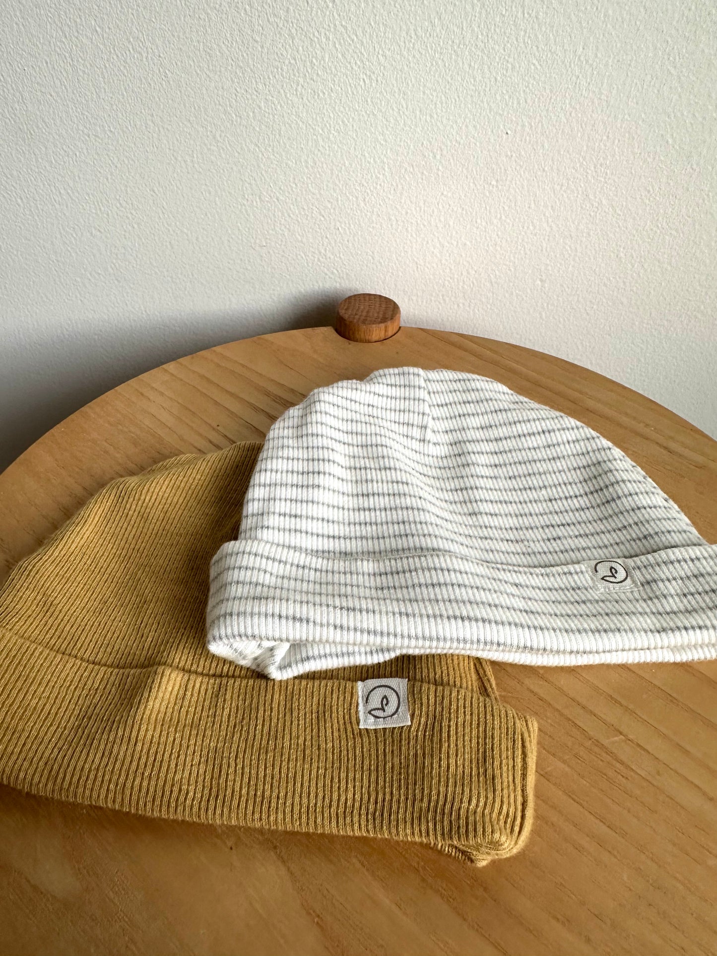 Orange + Cream Striped Beanies (2) / 3m?