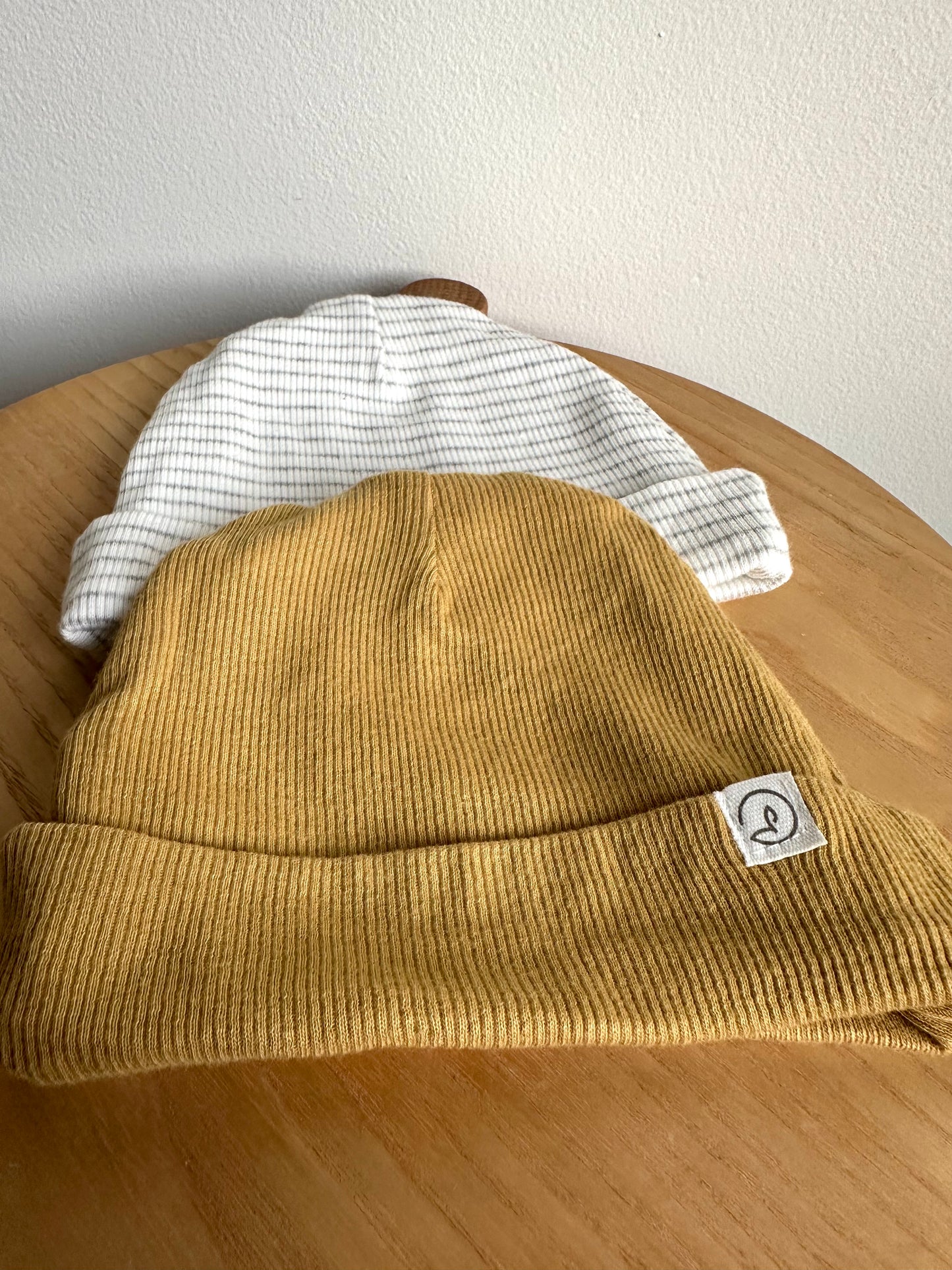 Orange + Cream Striped Beanies (2) / 3m?