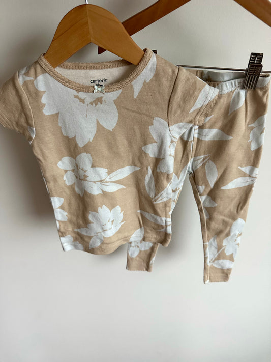 Tan Flower T-Shirt + Pants PJ Set / 18m
