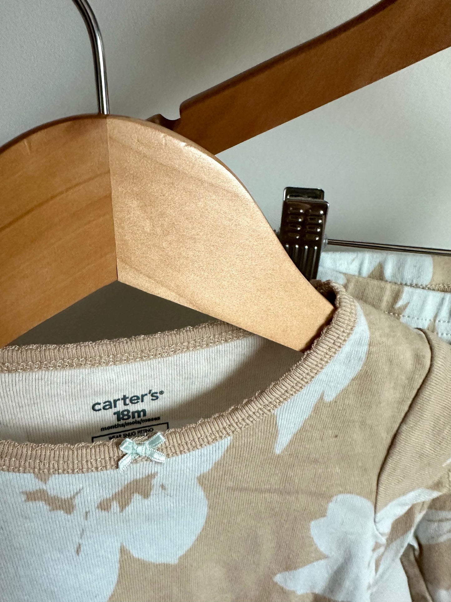 Tan Flower T-Shirt + Pants PJ Set / 18m