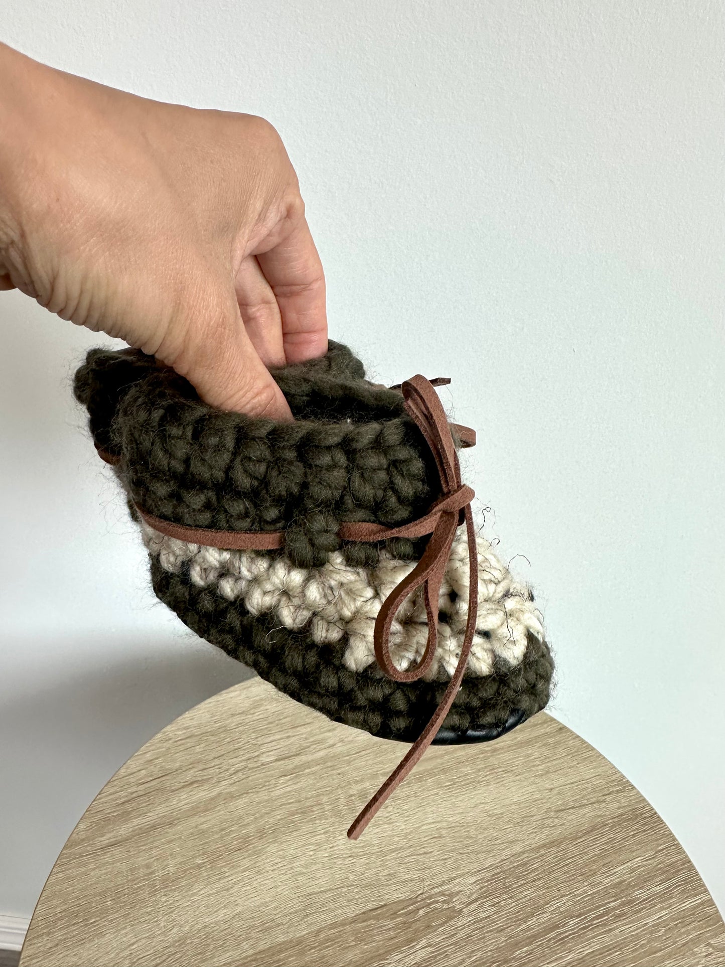Green + Grey Knit Mocs / 3-12m