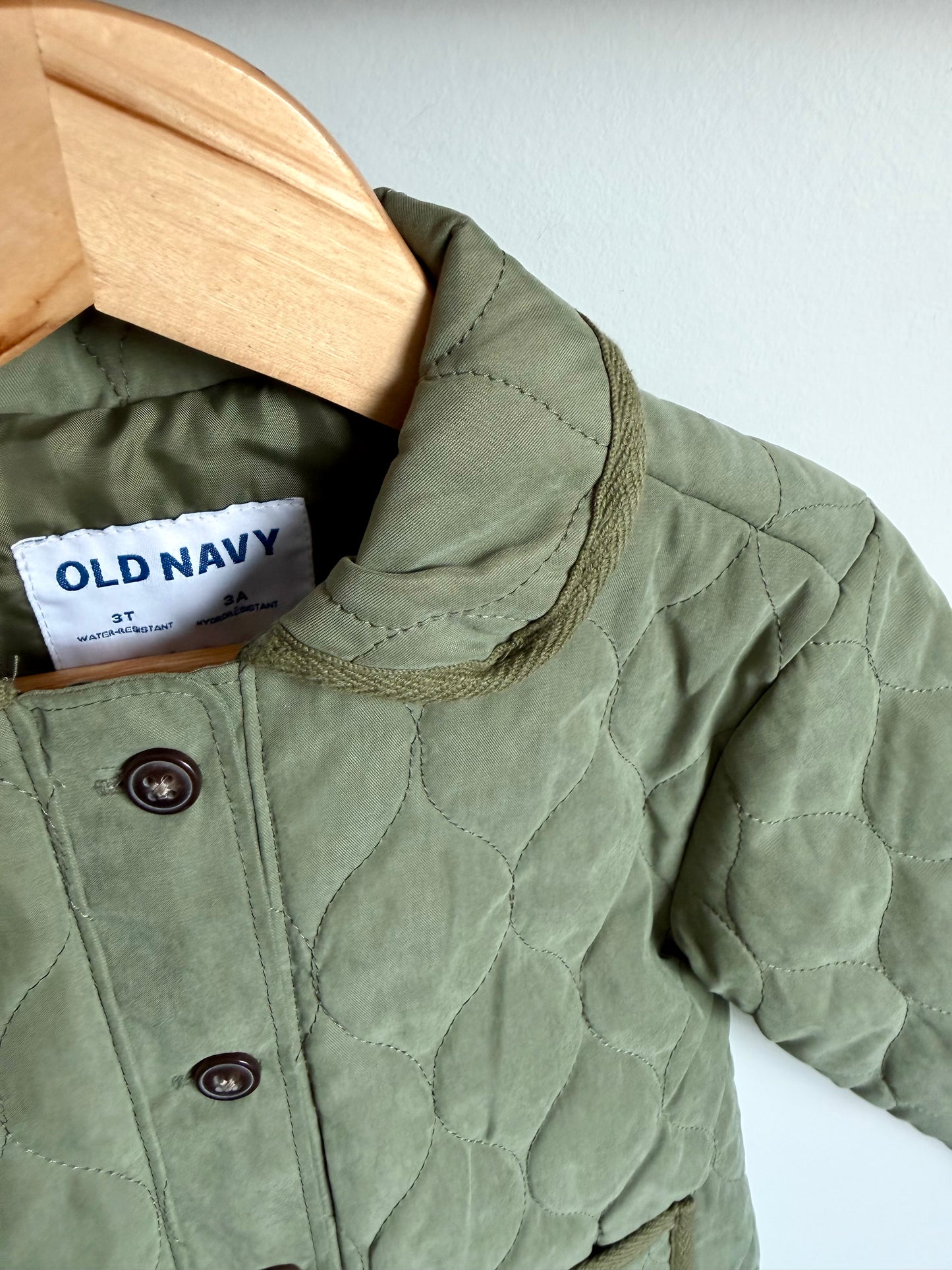 Green Quilted Coat / 3T