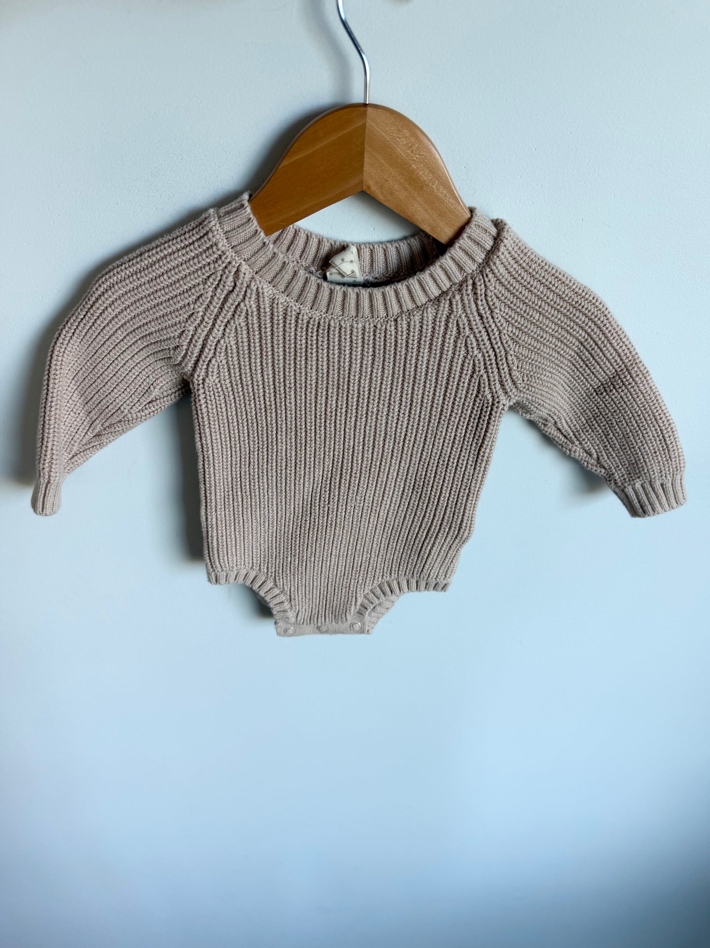 Tan Knit Bodysuit Sweater / 3-6m
