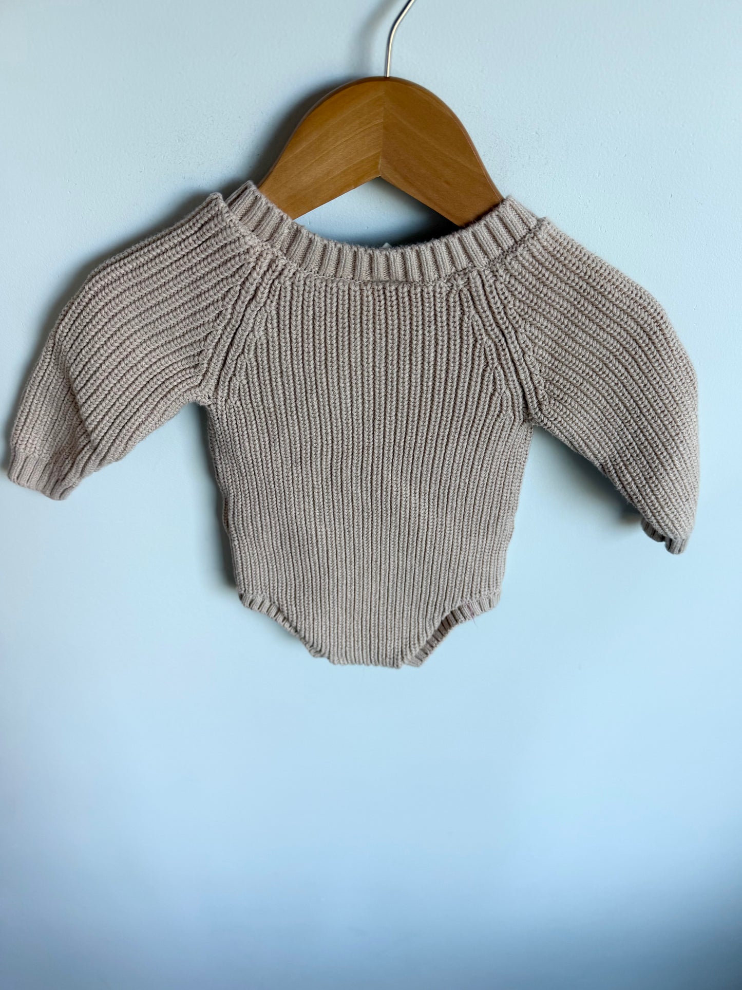 Tan Knit Bodysuit Sweater / 3-6m