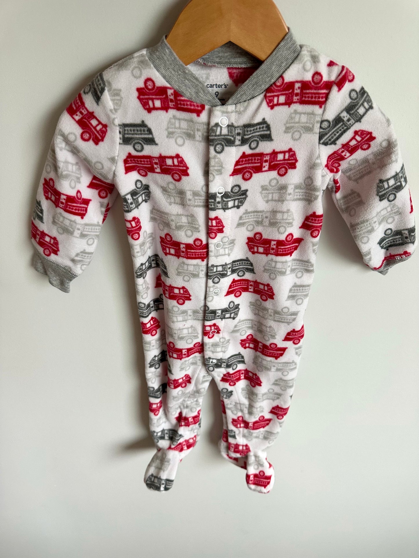 Firetruck Fleece Snap Sleeper / 9m