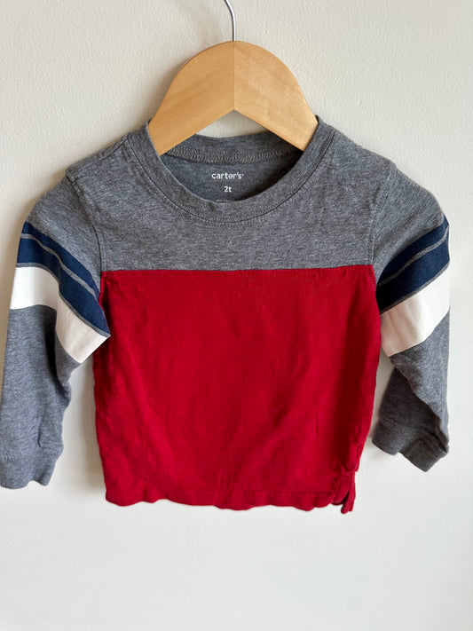 Grey + Red Long Sleeve / 2T