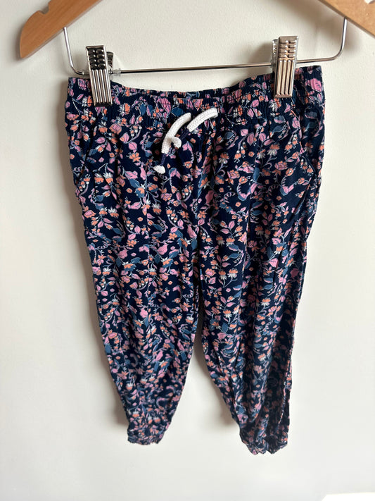 Loose Fit Purple Floral Pants / 3-4T