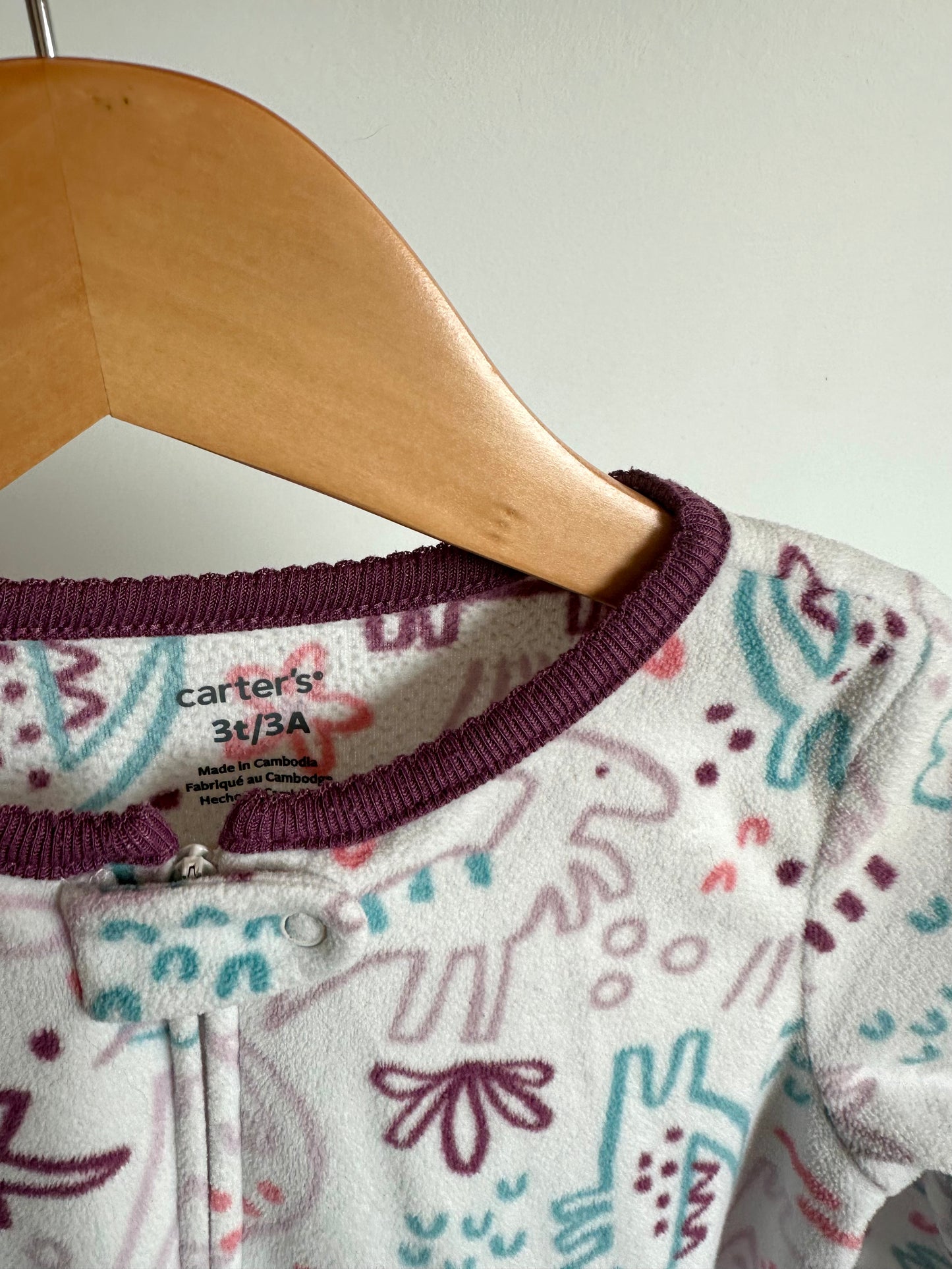 White Fleece Dino Sleeper / 3T