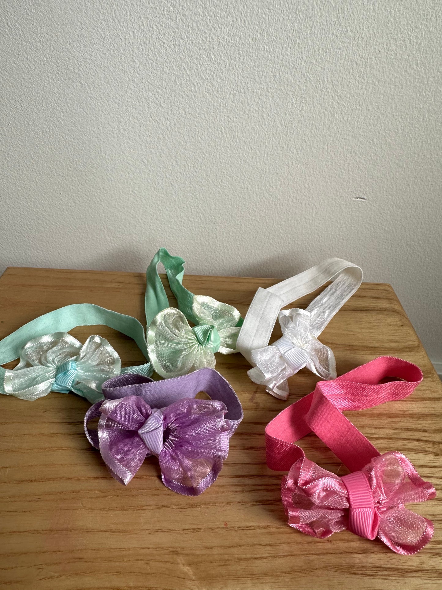 Set of 5 Elastic Bow Headbands / 0-3m