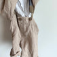 H&M Oat Linen Vest, Collared Shirt + Shorts with Suspenders Set / 12-18m