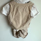 H&M Oat Linen Vest, Collared Shirt + Shorts with Suspenders Set / 12-18m