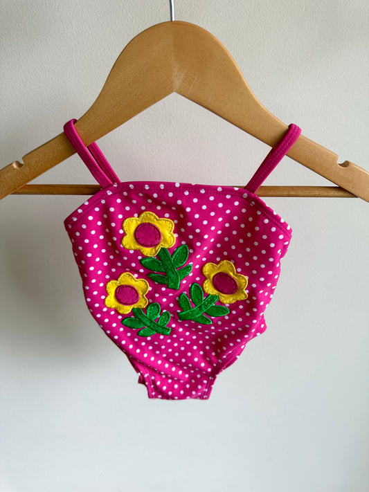 Yellow Flower Polka Dot Swimsuit / 9m