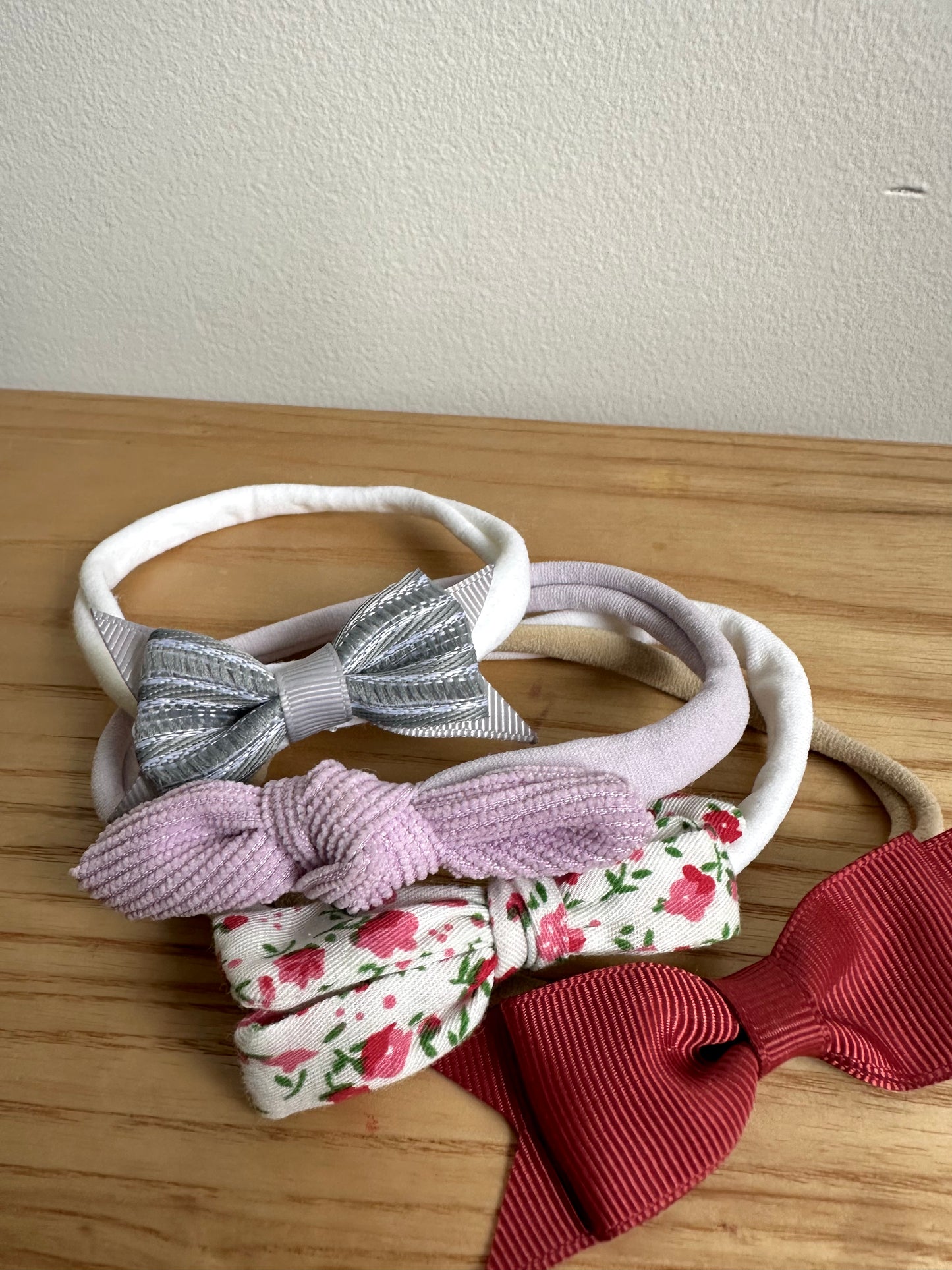 Set of 4 Nylon Bow Headbands / 0-6m