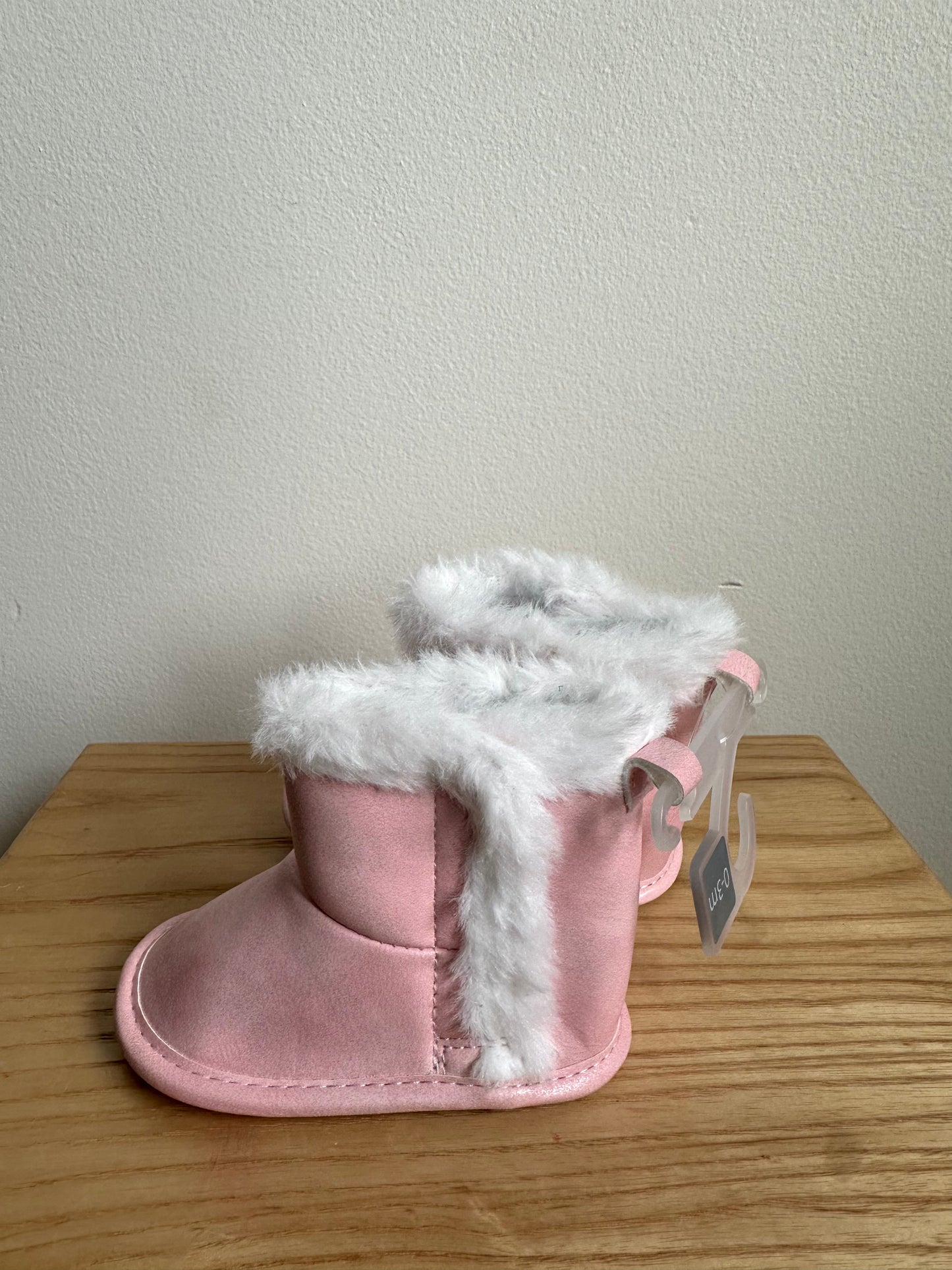 Pink Velcro Slip On Boots (With Tags) / 0-3m