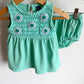 Mint Embroidered Dress + Bloomers Set / 3-6m