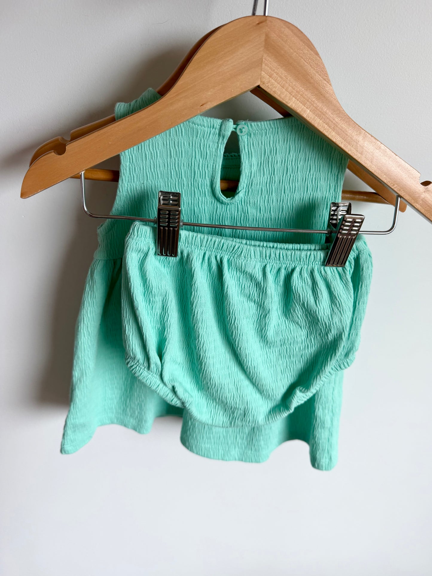 Mint Embroidered Dress + Bloomers Set / 3-6m