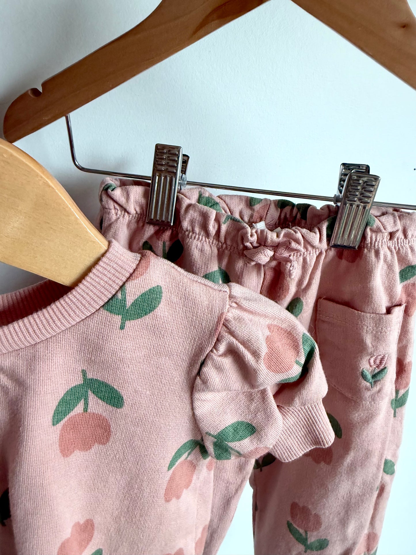 Organic Blush Tulip Top + Pants Set / 12-18m