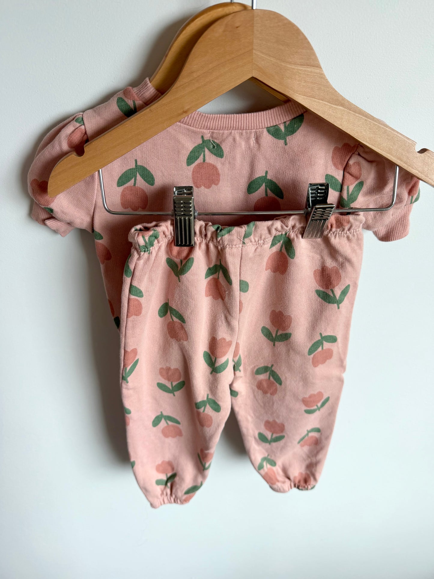 Organic Blush Tulip Top + Pants Set / 12-18m