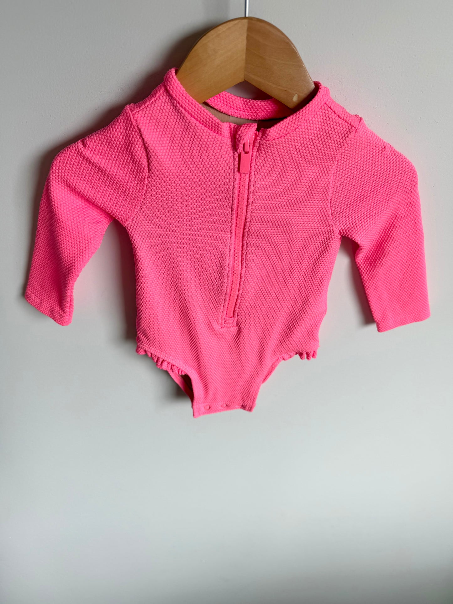 Pink Textured Swimsuit / 6-12m