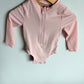 Pink Textured Long Sleeve Swimsuit / 12-18m